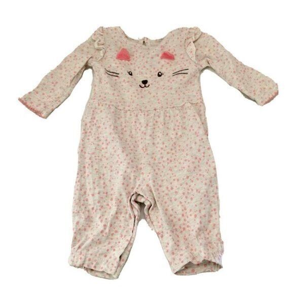 Carter Just One You kids One Piece Bodysuit Size 3 Months Kitty Pink Gray Girls - Picture 3 of 12
